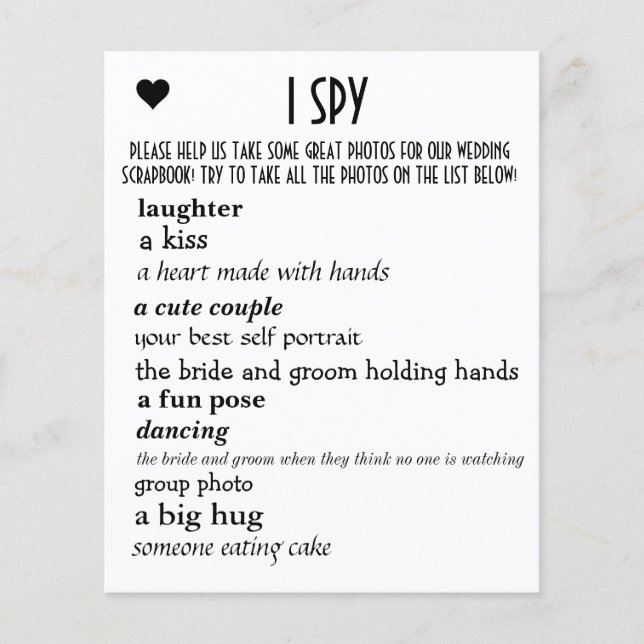 Wedding I Spy (Front)