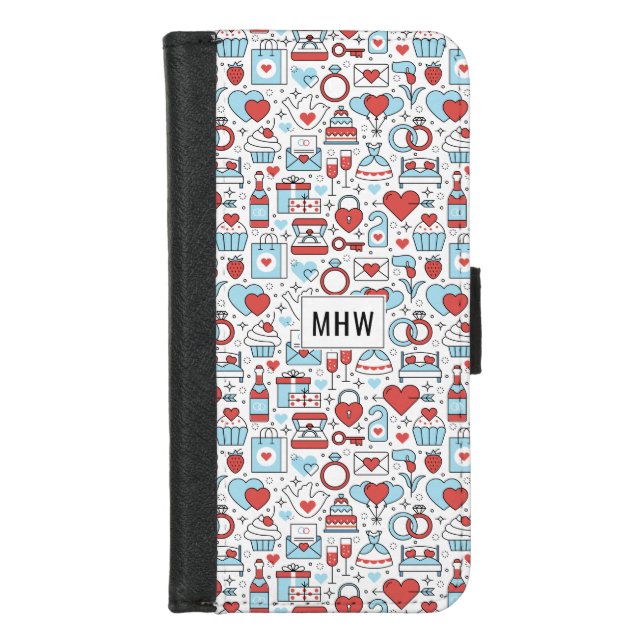 Wedding Icons custom monogram phone wallets (Front)