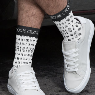 Wedding Icons Groom Crew Custom Socks