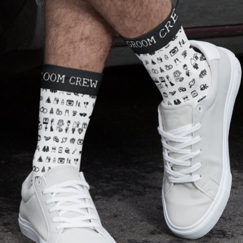 Wedding Icons Groom Crew Custom Socks