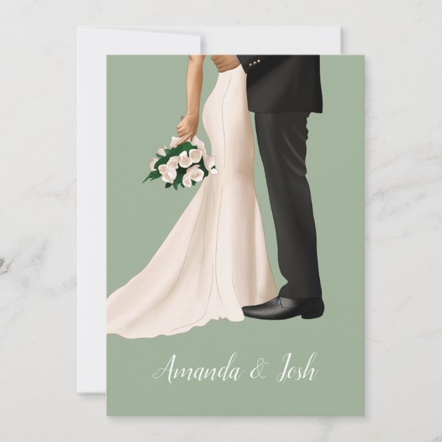 Wedding Illustration with Handdrawn illustration Invitation (Front)