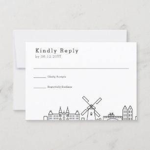 Wedding in Amsterdam Stylized Skyline RSVP