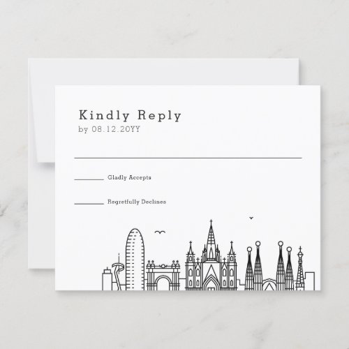 Wedding in Barcelona  Stylized Skyline RSVP