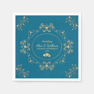 Wedding in Blue and Gold Napkins