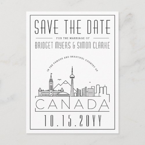 Wedding in Canada  Skyline Save the Date Postcard