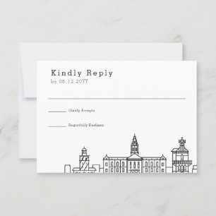 Wedding in Cape Town Stylized Skyline RSVP Card