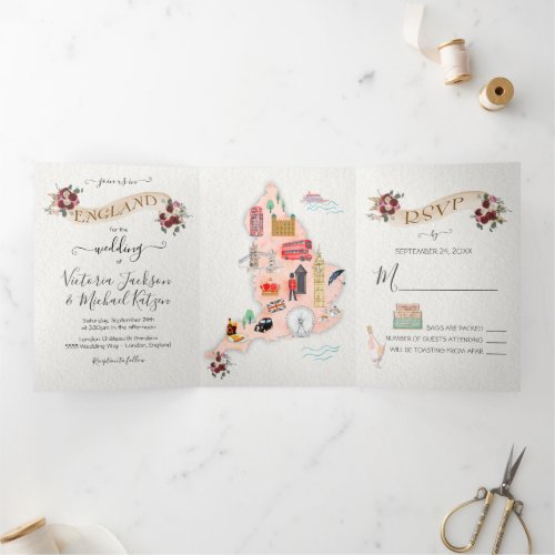 Wedding in England Tri_Fold Invitation