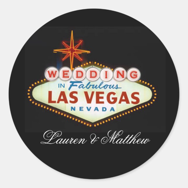 Wedding in Fabulous Las Vegas Classic Round Sticker (Front)