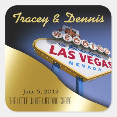 Wedding in Fabulous Las Vegas Metallic Gold Square Square Sticker