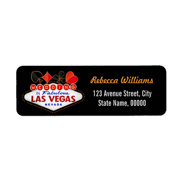 Wedding in Fabulous Las Vegas Neon Sign Poker Label (Front)