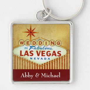 Wedding in Fabulous Las Vegas - Vintage Stripes Keychain