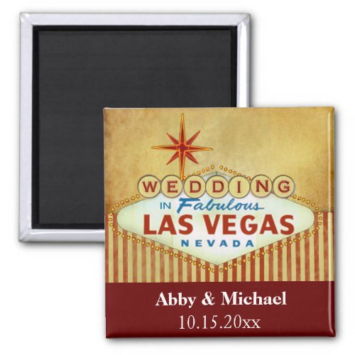 Wedding in Fabulous Las Vegas _ Vintage Stripes Magnet