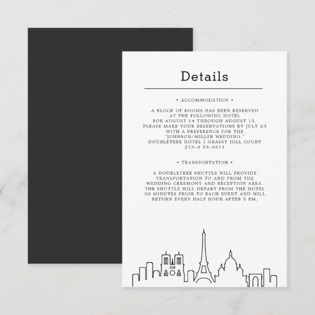 Wedding in France | Guest Details Invitation (Front/Back)