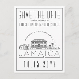 Wedding in Jamaica Stylized Skyline Save the Date Postcard