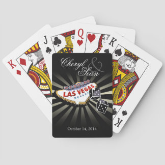Wedding in Las Vegas black & silver Las Vegas sign Poker Cards