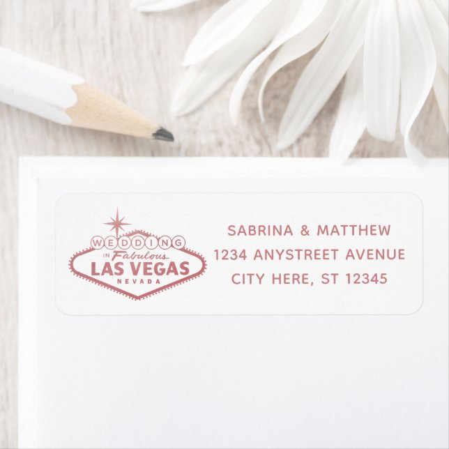 Wedding in Las Vegas Rose Gold Return Address Label (Insitu)