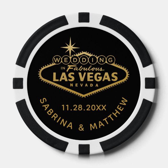 Wedding in Las Vegas Sign Casino Favor Poker Chips (Front)