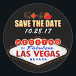 Wedding in Las Vegas Sign Neon Light Save the Date Classic Round Sticker<br><div class="desc">Save the Date Neon Sign for destination Weddings in Fabulous Las Vegas.</div>