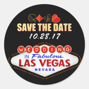 Wedding in Las Vegas Sign Neon Light Save the Date Classic Round Sticker