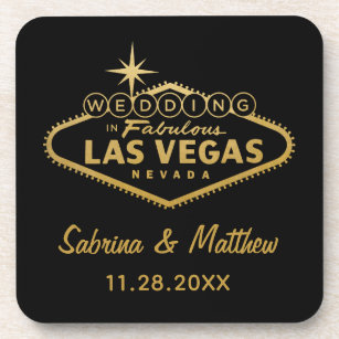 Wedding in Las Vegas Sign Wedding Favor Beverage Coaster
