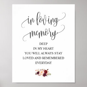 Wedding In loving memory Memorial Table Sign