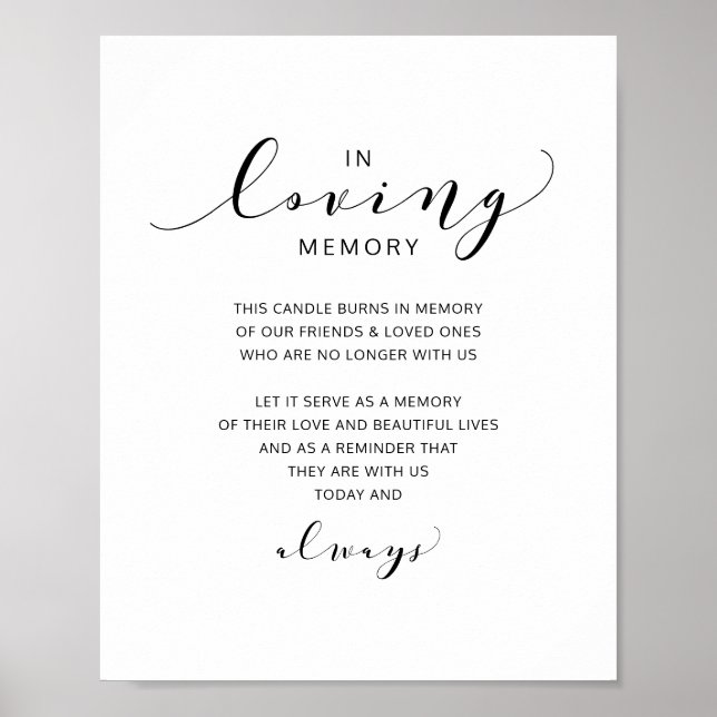 Wedding In Memory Remembrance Sign Lively Script (Front)