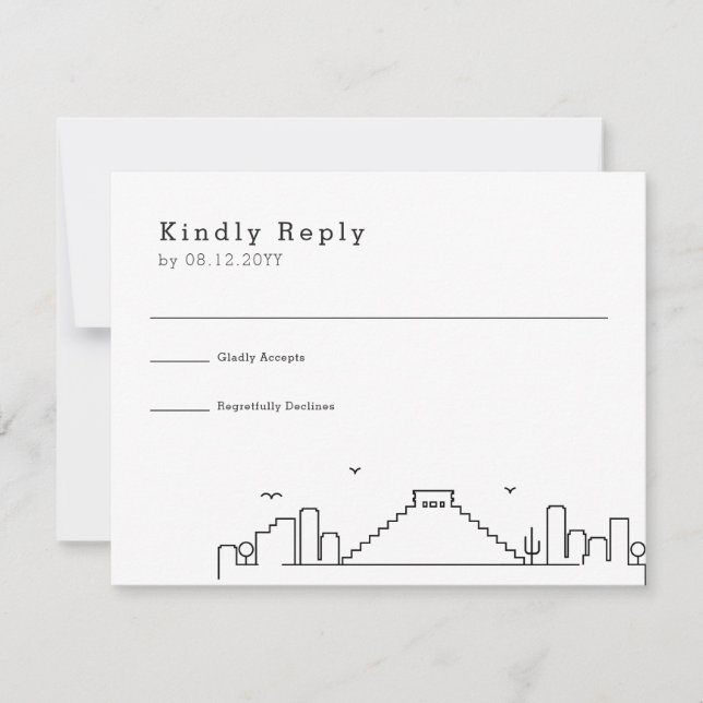 Wedding in Mexico | Stylized Skyline RSVP Card (Front)