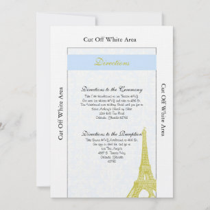 Wedding in Paris Blue Damask Directions Card