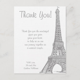 Wedding in Paris Flat Thank You Card