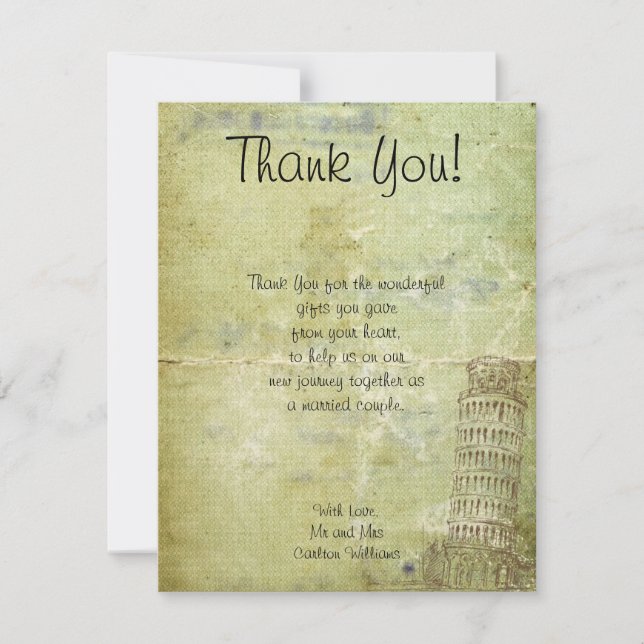 Wedding in Pisa Flat Thank You Card (Front)