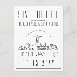 Wedding in Rio, Brazil Skyline Save the Date Postcard