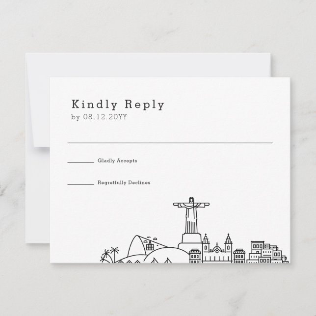 Wedding in Rio De Janeiro | Stylized Skyline RSVP Card (Front)