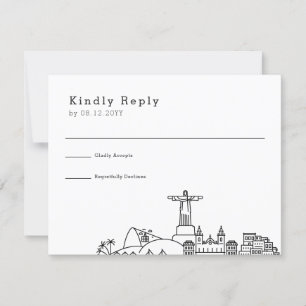 Wedding in Rio De Janeiro   Stylized Skyline RSVP Card