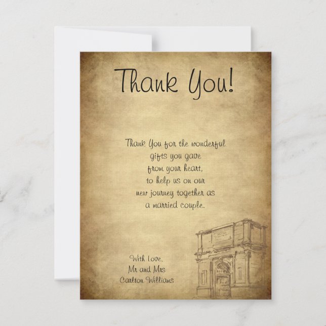 Wedding in Rome Flat Thank You Card (Front)