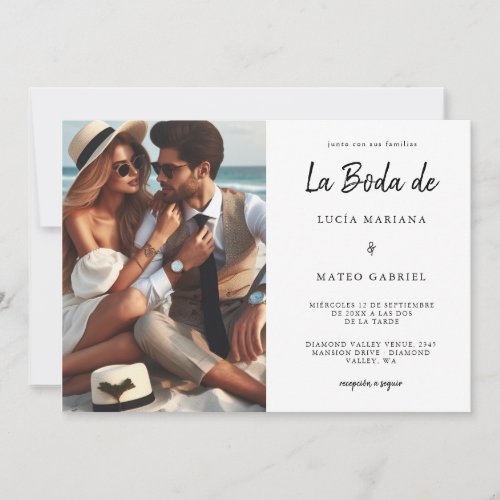 Wedding in Spanish  Calligraphy La Boda De Photo Invitation