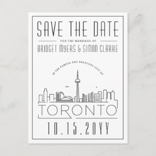 Wedding in Toronto, Canada Skyline Save the Date Postcard