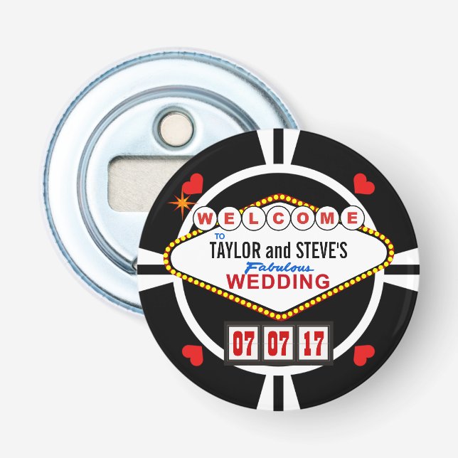 Wedding in Vegas Casino Favor Poker Chip Bottle Opener (Front)