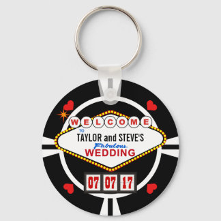 Wedding in Vegas Casino Favor Poker Chip Keychain