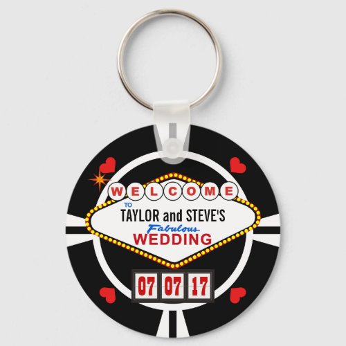 Wedding in Vegas Casino Favor Poker Chip Keychain