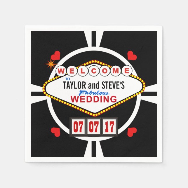 Wedding in Vegas Casino Favor Poker Chip Napkins (Front)