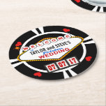 Wedding In Vegas Casino Favor Poker Chip Round Paper Coaster at Zazzle