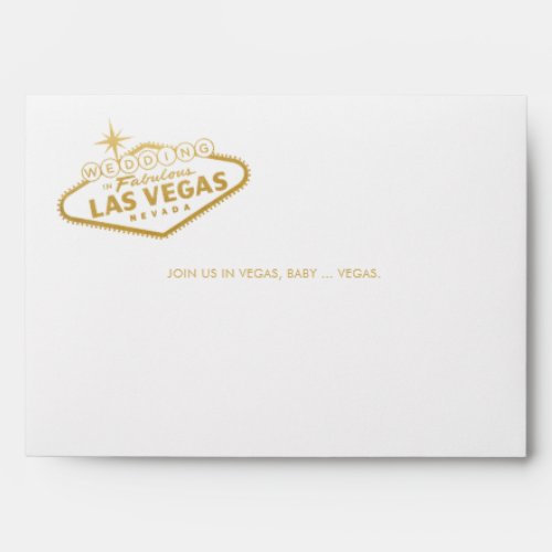 Wedding in Vegas Sign Gold Invitation Mailing Envelope