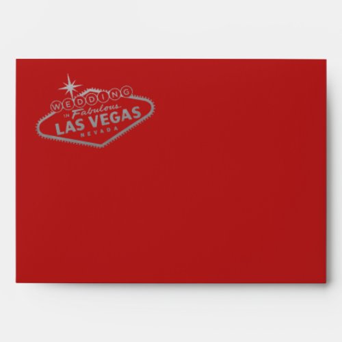 Wedding in Vegas Sign Red Silver Invitation  Envelope