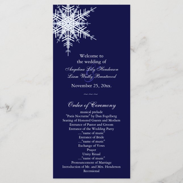 Wedding in Winter Program (Front)