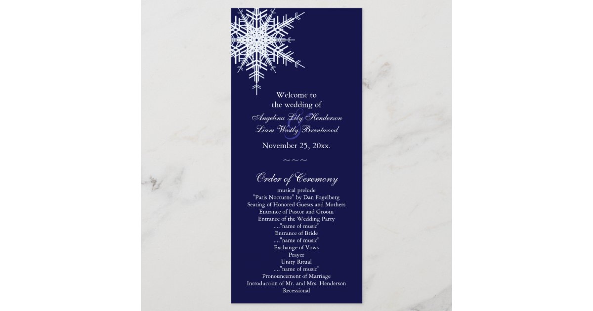 Christmas Wedding Programs Elegant Winter Greenery