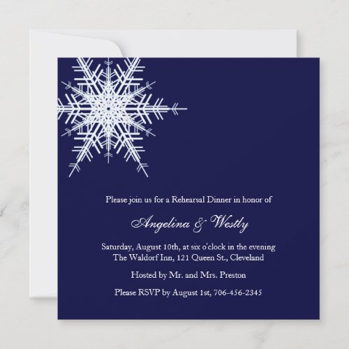 Wedding in Winter Rehearsal Dinner Invitation