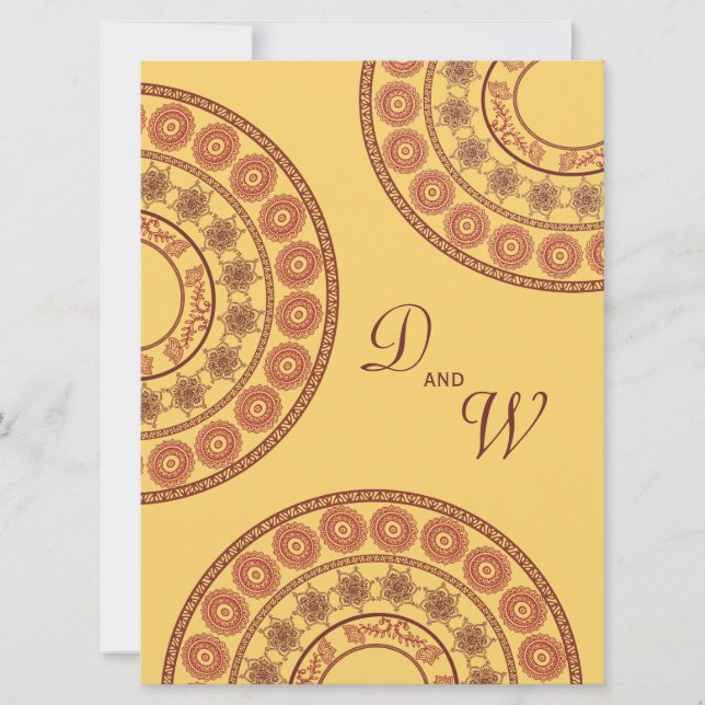 Wedding Indian Henna Mehndi Yellow Desi Invitation (Front)