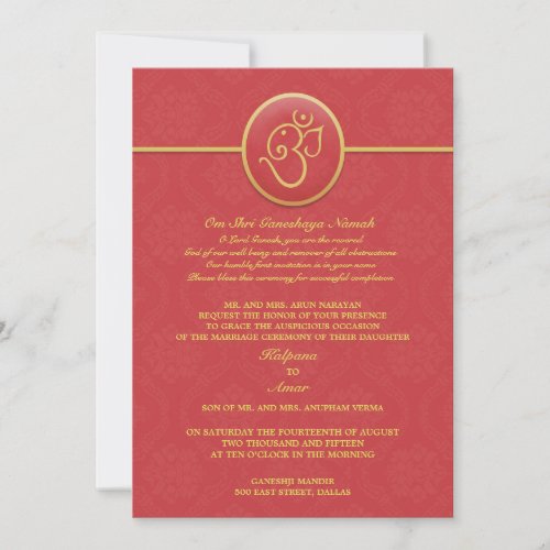 Wedding Indian Style Flat Invitation