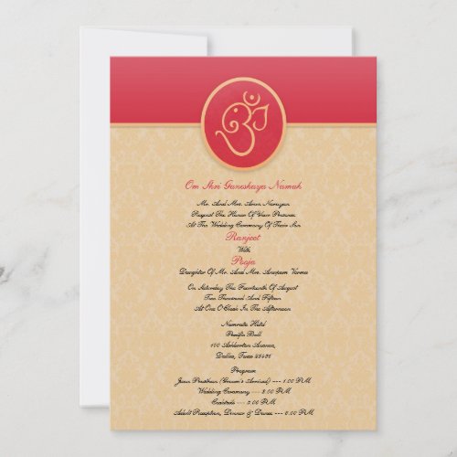 Wedding Indian Style Flat Invitation