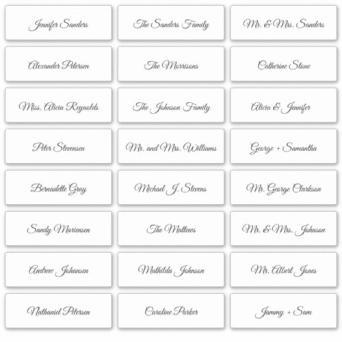 Wedding individual guest names script labels